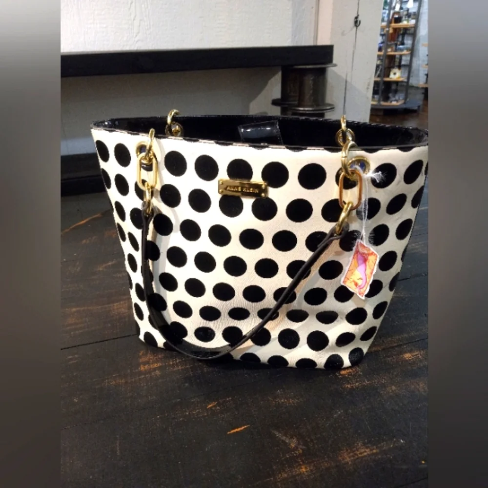 SOLD Anne Klein polka dotted purse pocketbook - Picture 1 of 5